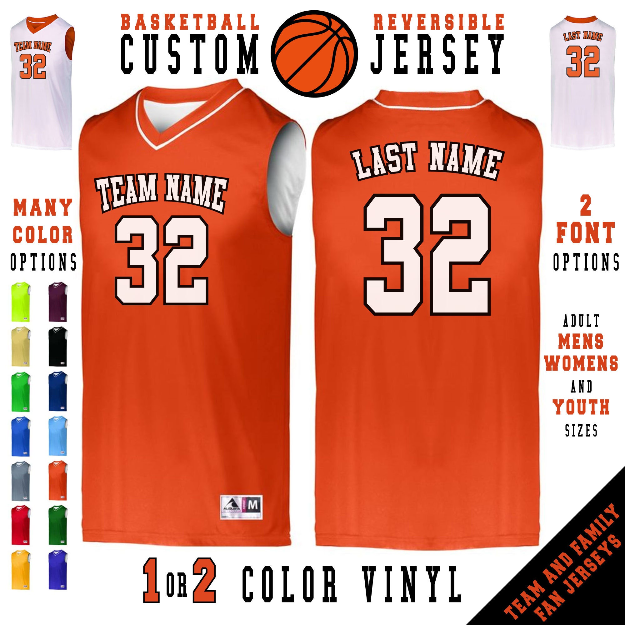 Customize 2-Color Vinyl Basketball Jersey: Personalized Team & Fan Apparel, Athletic Uniform Shirt, Sports Jerseys - Image 2