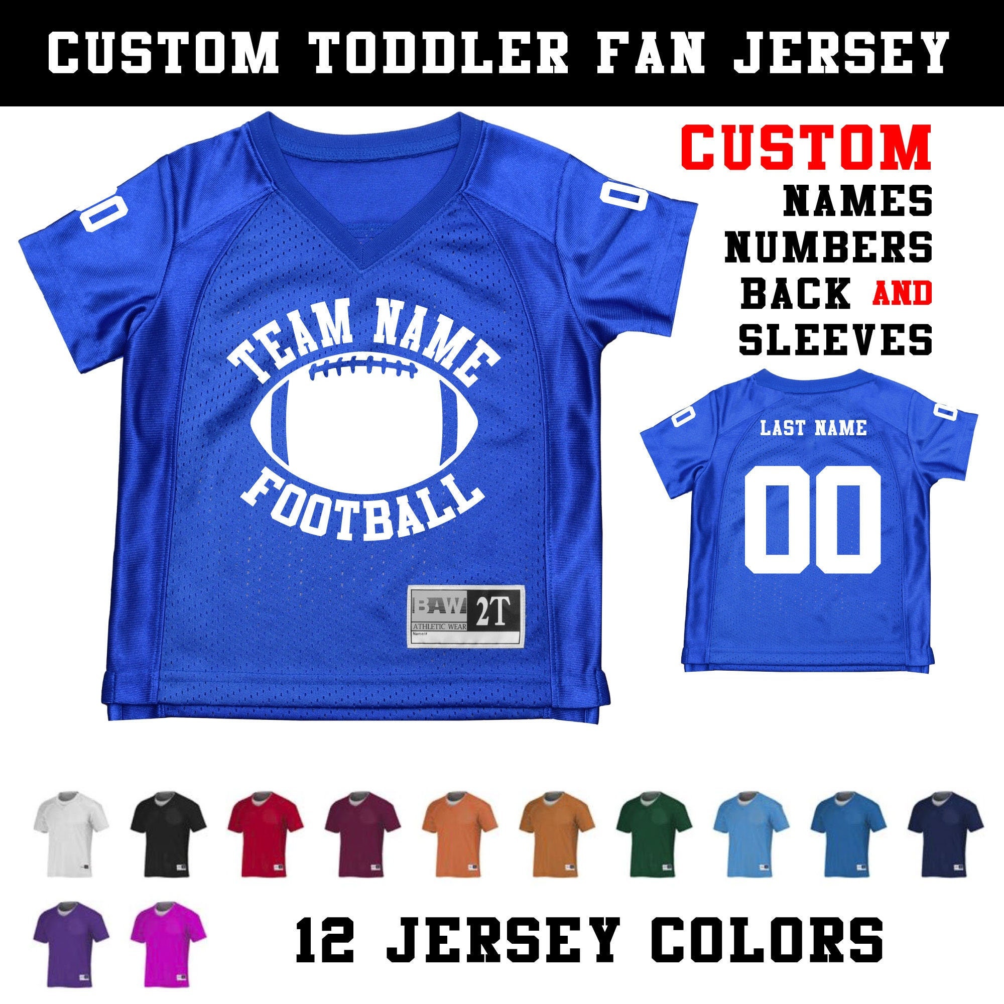 Custom Toddler Football Jersey: Personalized Team Name & Number, Athletic Uniform Shirt, Kids Sports Jerseys - Image 3