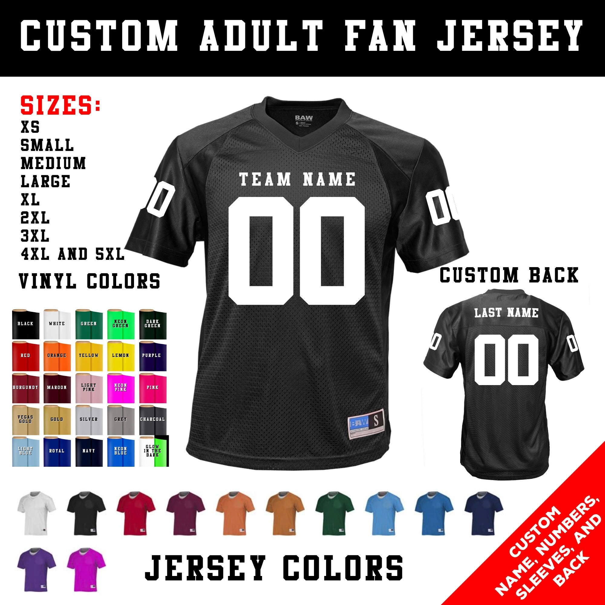 Matching Adult & Kids Sizes Numbered Football Jerseys Your Text Custom Team Name, Numbers - Image 3