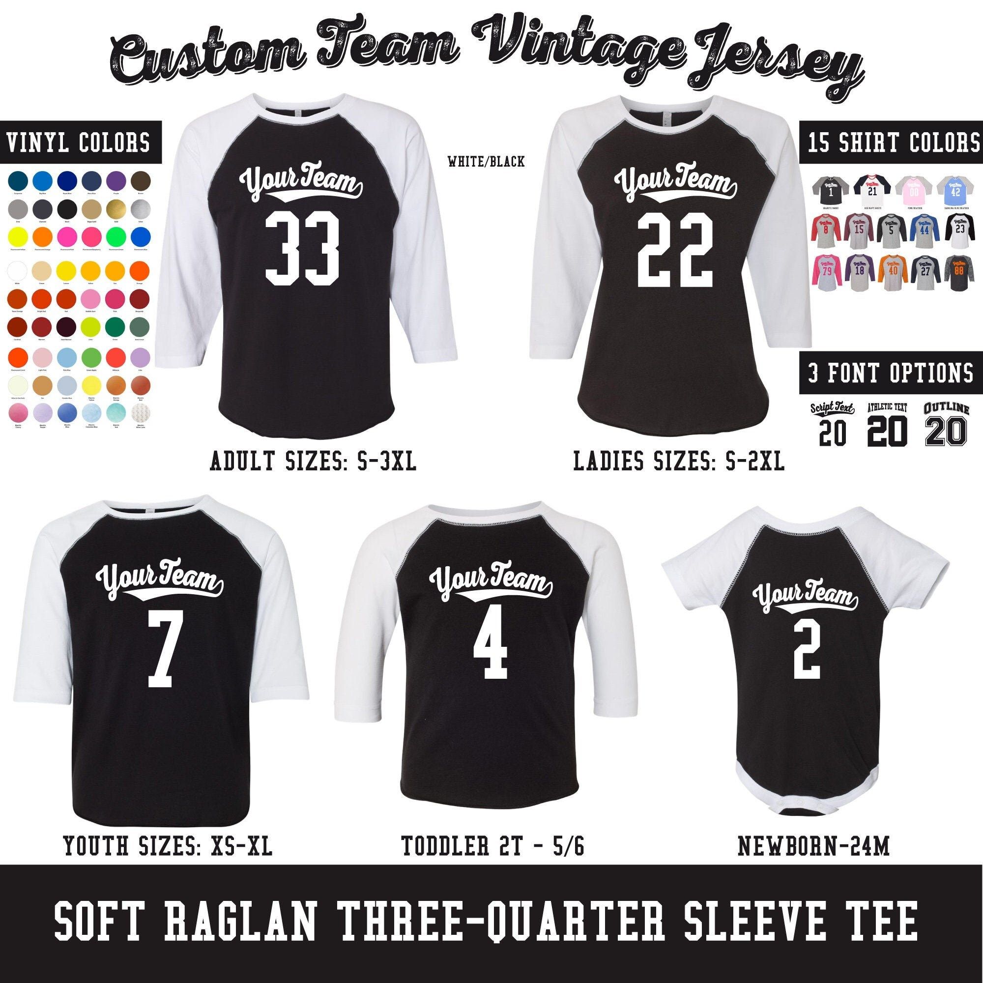 Custom Raglan Baseball Jersey: Soft Vintage Style 3/4 Sleeve, Personalized Team Name Number Shirts - Image 2