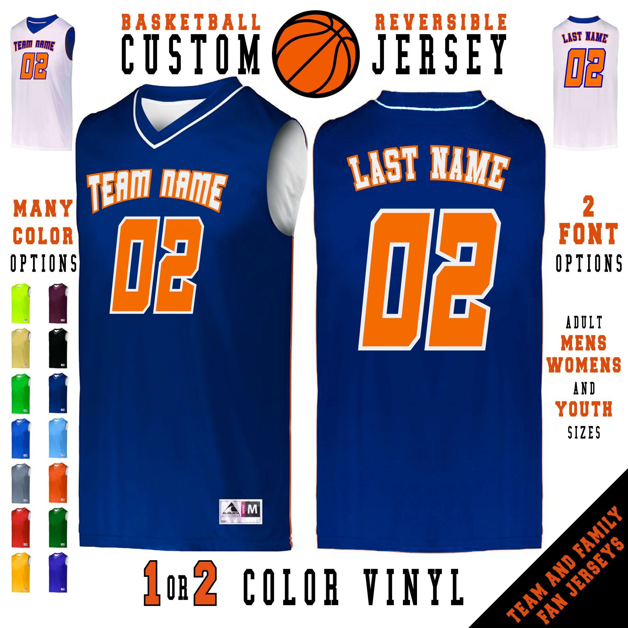 Customize 2-Color Vinyl Basketball Jersey: Personalized Team & Fan Apparel, Athletic Uniform Shirt, Sports Jerseys - Image 4