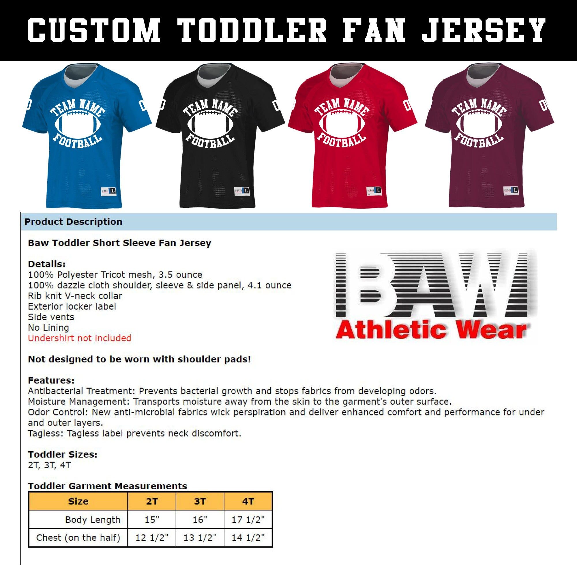 Custom Toddler Football Jersey: Personalized Team Name & Number, Athletic Uniform Shirt, Kids Sports Jerseys - Image 5
