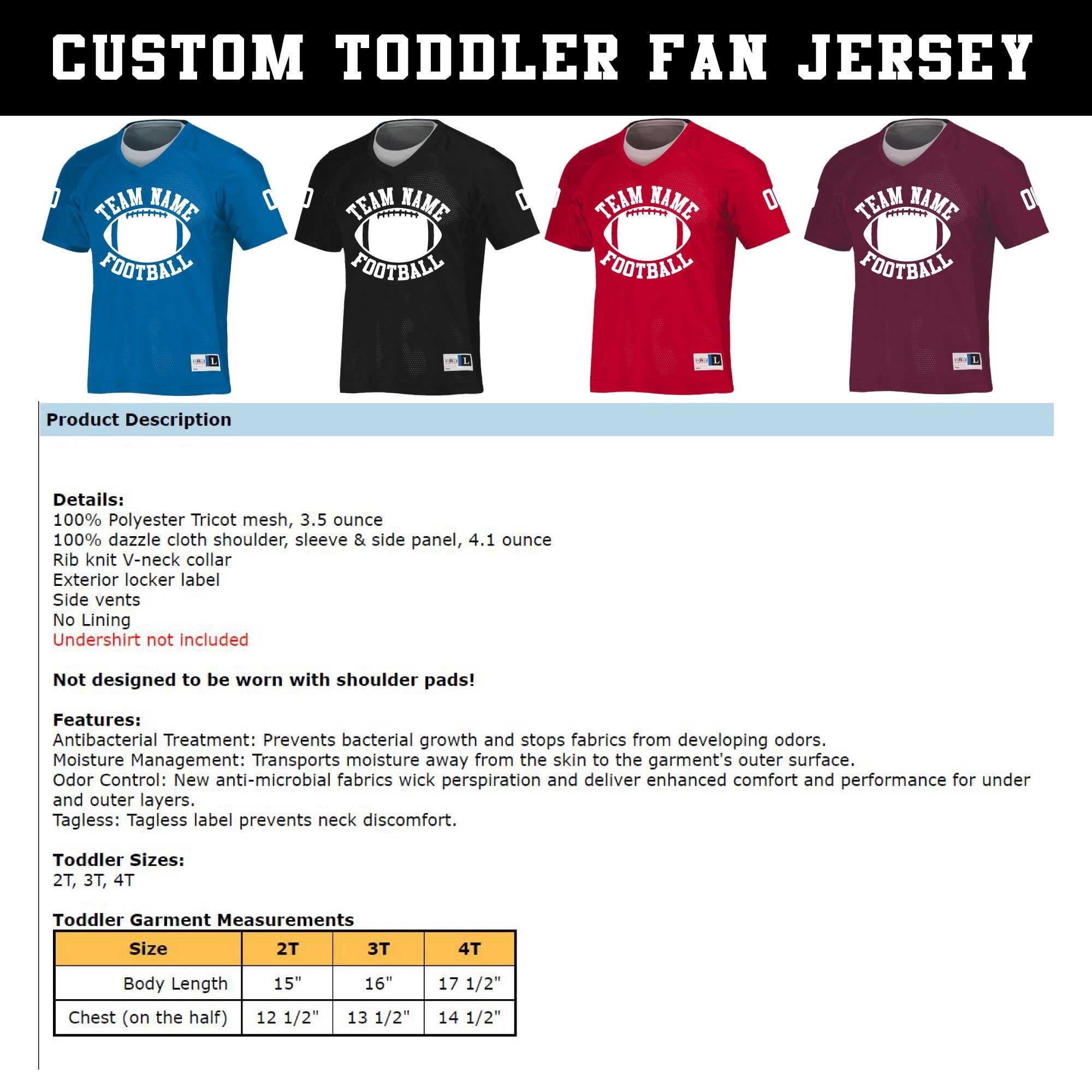 Custom Toddler Football Jersey: Personalized Team Name, Numbers, & Sleeves Numbered Sports Uniform, Baby Jerseys - Image 5