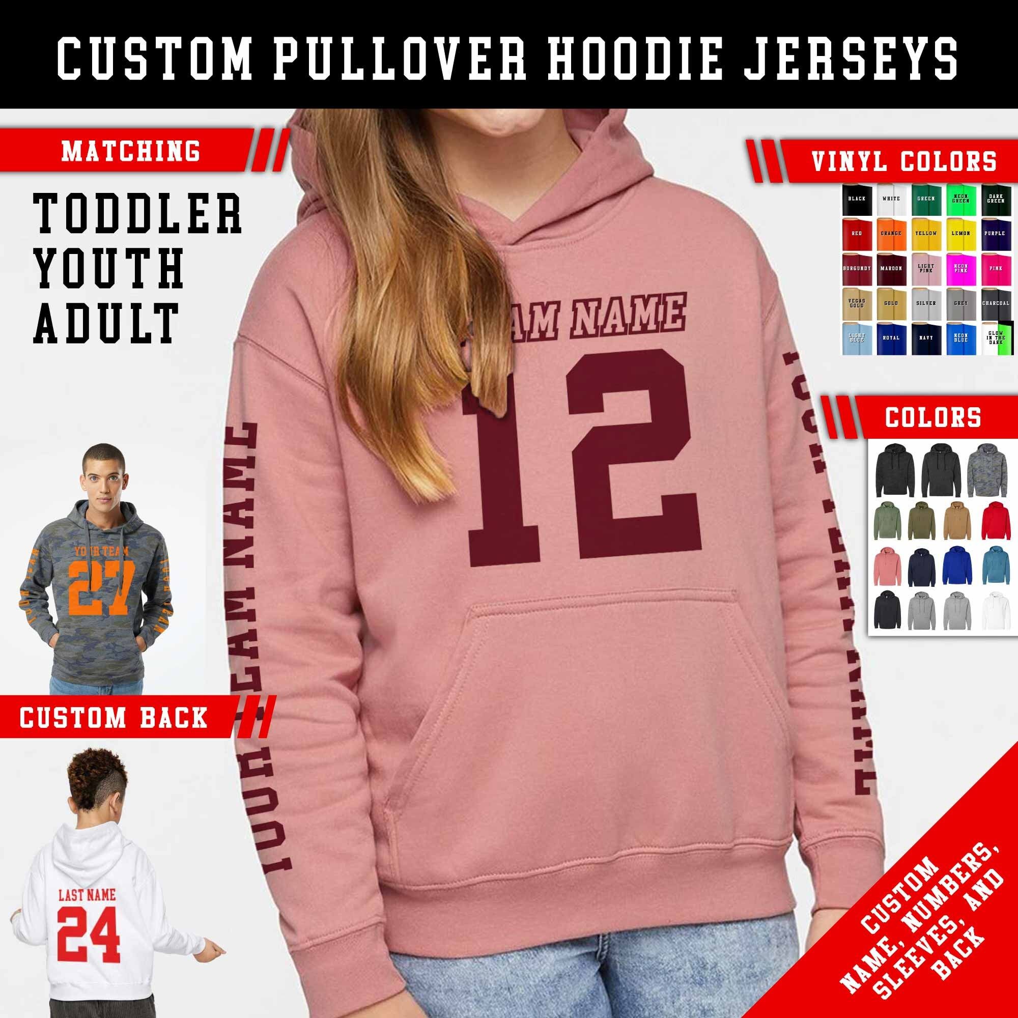 Personalized Fleece Hoodie Jersey: Custom Team Name Number, Sports Hooded Sweatshirt, Vinyl and Camo - Image 2