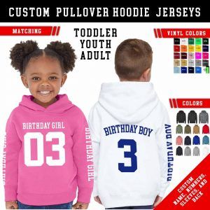 Personalized Fleece Hoodie Jersey: Custom Team Name Number, Kids Hooded Birthday Boy, Girl Sweatshirt