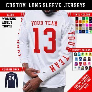 Custom Long Sleeve Sport Jersey: Personalized Team Name Number, Athletic Uniform Shirt, Team Spirit