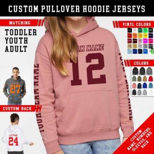 Personalized Fleece Hoodie Jersey: Custom Team Name Number, Sports hooded Sweatshirt, Athletic School Spirit