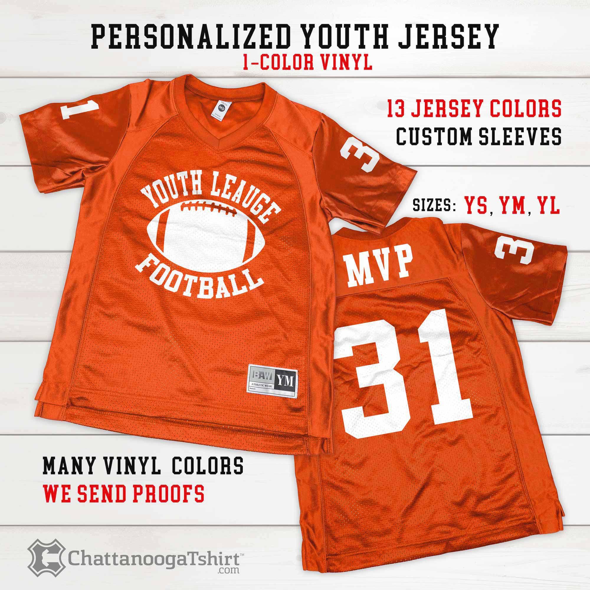Custom Youth Football Jersey: Child Personalized Team Fan Jersey, Athletic Uniform, Kids Sports Jerseys