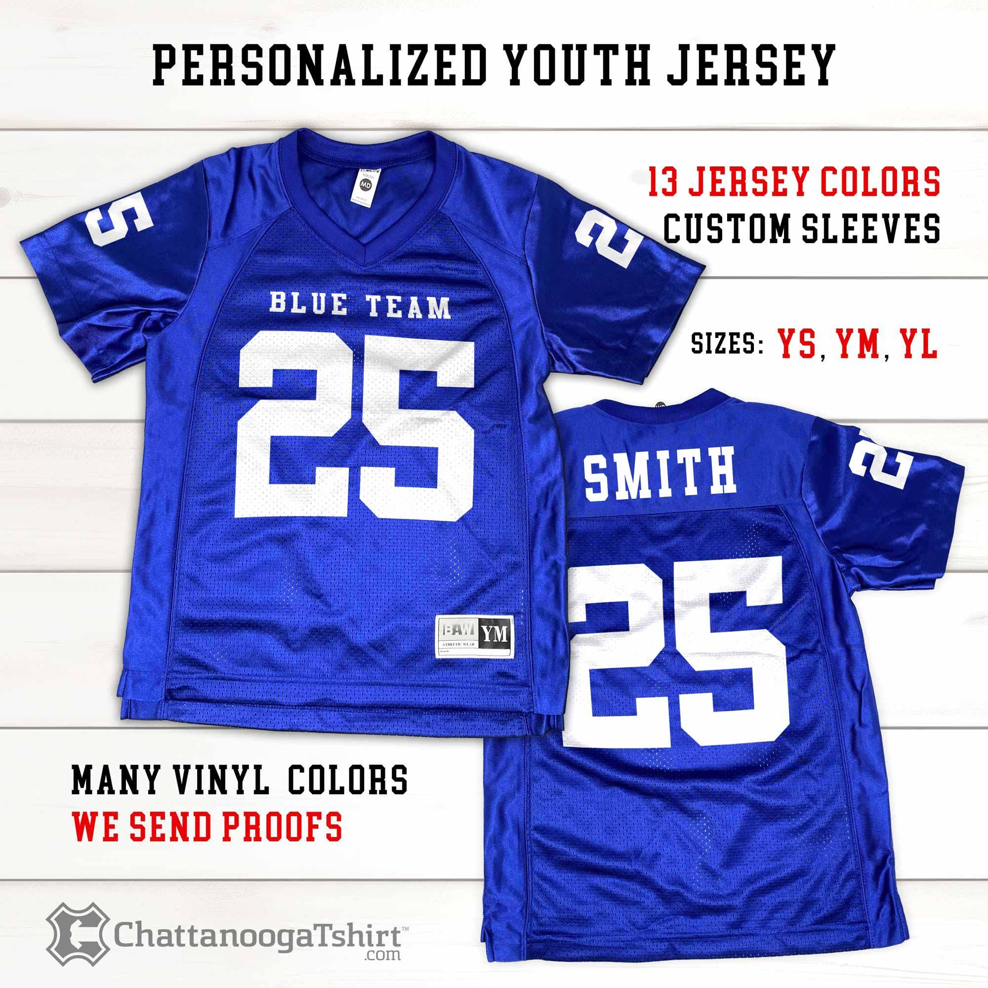 Personalized Youth Football Jersey: Custom Team Name & Number, Athletic Uniform Shirt, Kids Sports Jerseys
