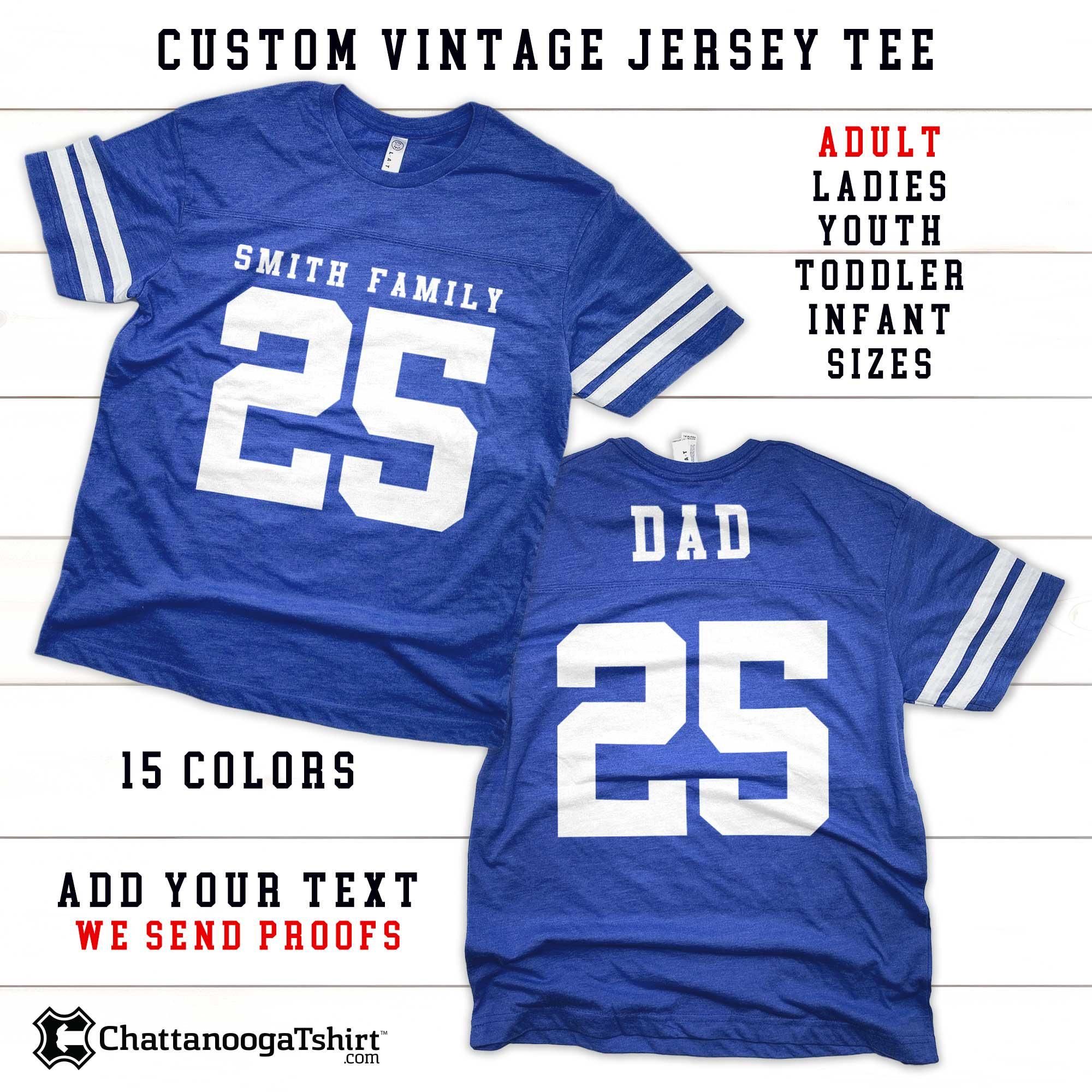 Custom Vintage Football Jersey Tee: Personalized Family Fan Shirt, Athletic Uniform, Retro Team Jerseys