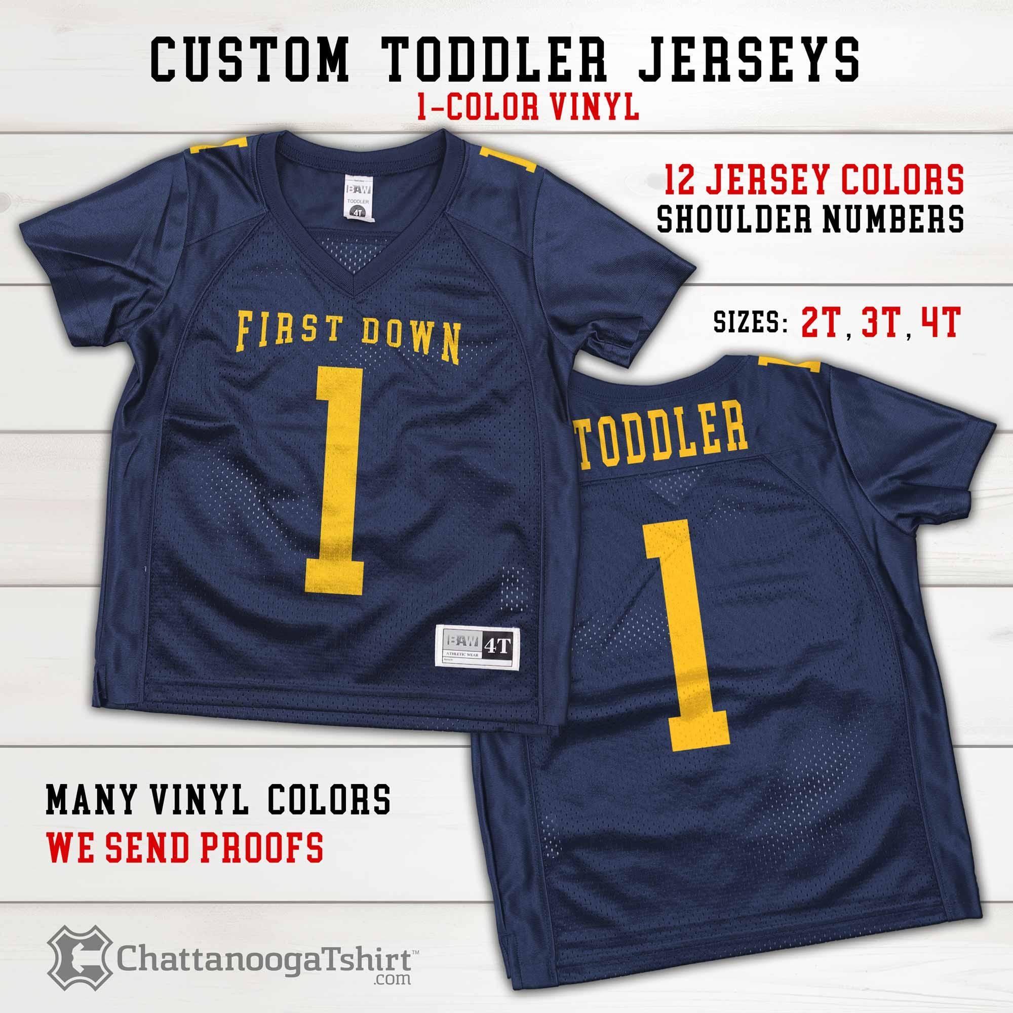Custom Toddler Football Jersey: Personalized Team Name, Numbers, & Shoulder Numbers Sports Uniform Baby Jerseys