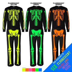 Fluorescent Skeleton Costume Set (Long Sleeve Shirt and Sweatpants)