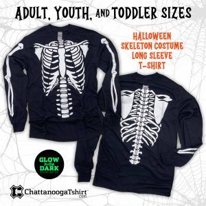 Glow in the Dark Skeleton Long Sleeve Shirt (Front and Back)